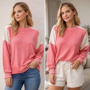 NWOT 7th Ray Coral and Cream Women's Top